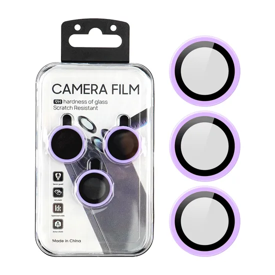 2024 Wholesale OEM Phone Accessories with Electroplatear+Af Glass Metal Ring Lens Protective Film for iPhone 15 14 13 12 11 PRO Max Metal Cover Lens Protection 